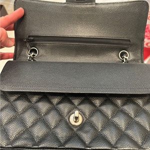Chanel CF medium in mint condition black carvia calf skin,silver hardware